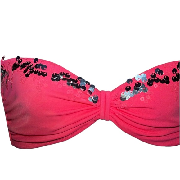 Victoria’s Secret hot pink bikini top with sequins. Size M - Picture 2 of 7
